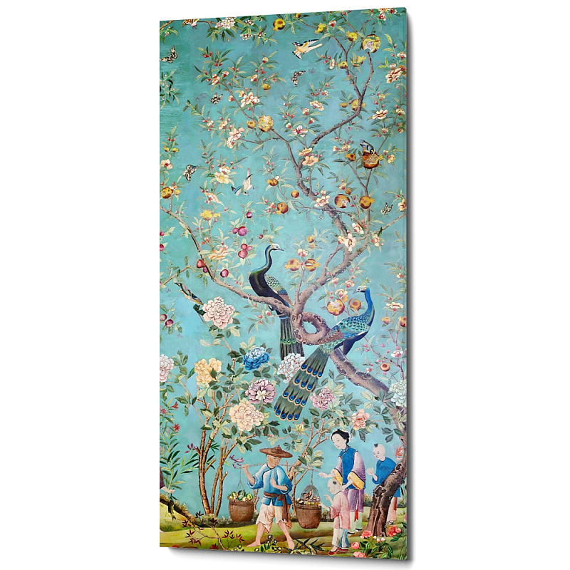 Постер на холсте в стиле шинуазри с изображением сада Chinoiserie Imperial Garden Peacocks on a Tree Бирюзовый Мульти Постер на холсте в стиле шинуазри с изображением сада Chinoiserie Imperial Garden Peacocks on a Tree Бирюзовый Мульти в Воронеже | Loft Concept