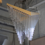 Люстра золотого цвета в форме галочки с каскадом длинных прозрачных трубок Eurofase варинант исполнения - 14 | Loft Concept в Воронеже