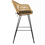 Стул барный с ротанговым плетением Half Bar Chair with Wicker с подлокотниками варинант исполнения - 3 | Loft Concept в Воронеже