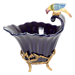 Чаша темно-синего цвета из фарфора с разноцветной птичкой Eden Garden porcelain and bronze варинант исполнения - 8 | Loft Concept в Воронеже
