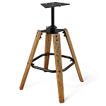 Барный стул со спинкой и металлической подставкой на 4-х деревянных ножках Коричневый Велюр Vendramin Chair варинант исполнения - 5 | Loft Concept в Воронеже