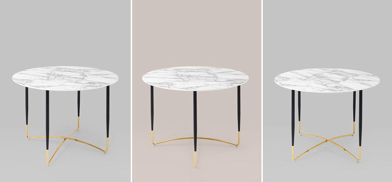 Стол обеденный круглый Garland Collection столешница белый мрамор Стол обеденный круглый Garland Collection столешница белый мрамор - Loft-Concept в Воронеже