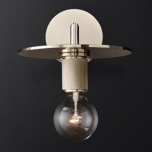 Бра Utilitaire Knurled Disk Shade Sconce Silver