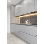 Прямой серый кухонный гарнитур с фрезерованным фасадом Idelle Kitchen Set варинант исполнения - 2 | Loft Concept в Воронеже