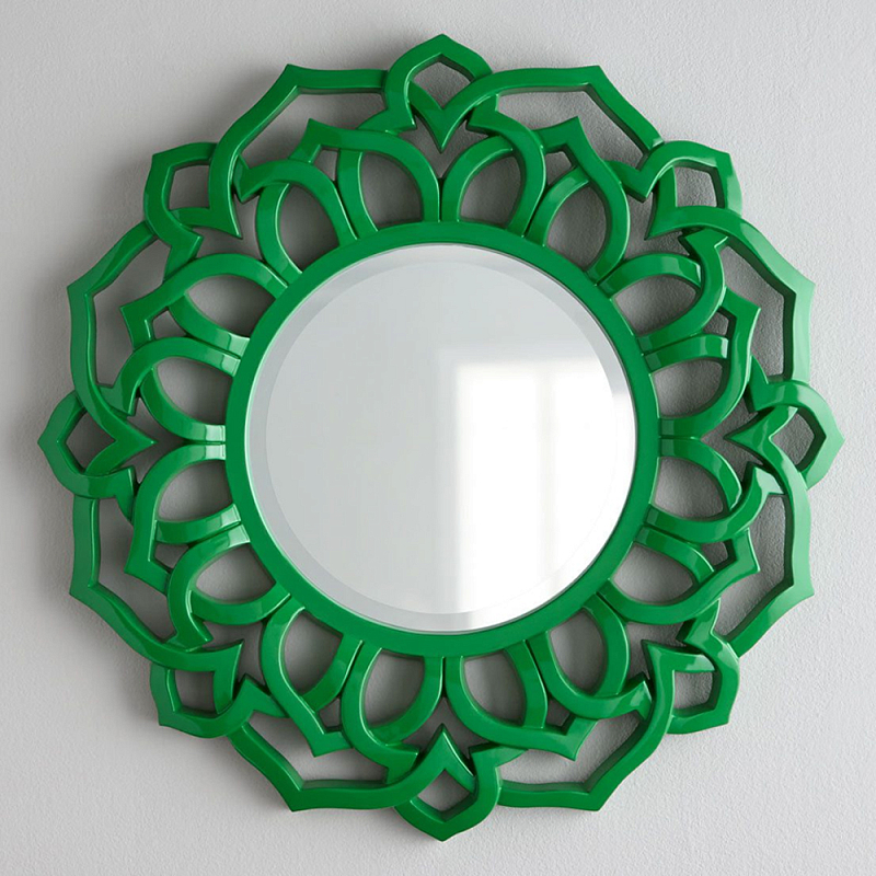 Зеркало круглое в ажурной зеленой раме Green Floral Pattern Зеленый Зеркало круглое в ажурной зеленой раме Green Floral Pattern Зеленый в Воронеже | Loft Concept