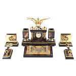 Настольный письменный набор из яшмы и долерита с декором Двуглавый орел Manager Organizer варинант исполнения - 1 | Loft Concept в Воронеже