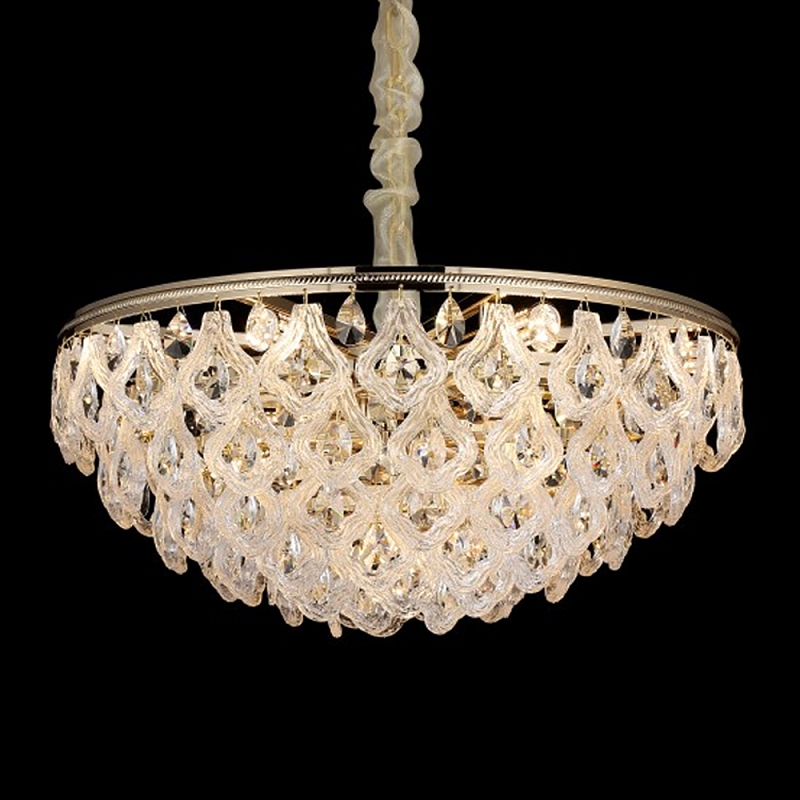 Люстра с каскадом из подвесных прозрачных элементов Attractiveness Золотой Прозрачный в Воронеже | Loft Concept 