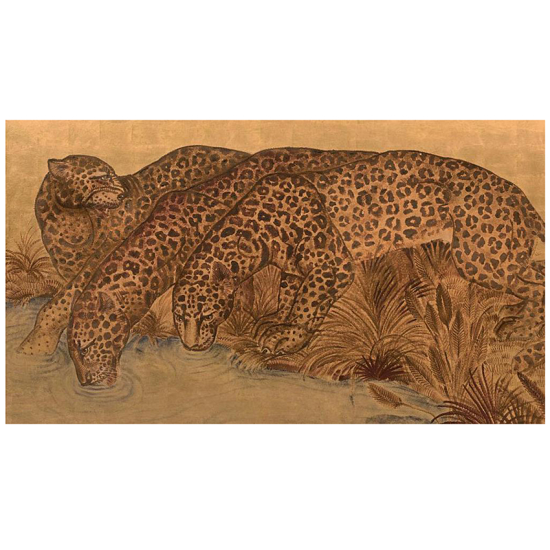 Картина с изображением Леопардов Leopards by stream Коричневый в Воронеже | Loft Concept 