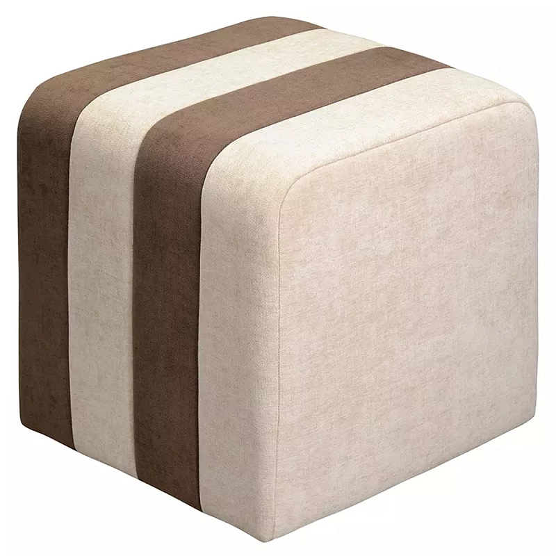 Пуф мягкий в форме куба Soft Stripes Коричневый Бежевый Серый Пуф мягкий в форме куба Soft Stripes Коричневый Бежевый Серый в Воронеже | Loft Concept