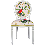 Стул светло-серый из натурального бука с изображением птиц и цветов Blooming Birds Red  варинант исполнения - 1 | Loft Concept в Воронеже