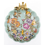 Блюдо из голубого фарфора с бронзовой птичкой Blue Garden варинант исполнения - 2 | Loft Concept в Воронеже