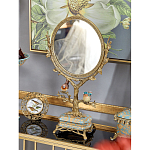 Зеркало с бронзовой подставкой в виде дерева и фарфоровыми птичками на голубом основании Eden Garden варинант исполнения - 4 | Loft Concept в Воронеже