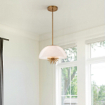 Подвесной светильник золотого цвета с полусферическим опаловым плафоном и декоративным элементом Elstead Lighting варинант исполнения - 7 | Loft Concept в Воронеже