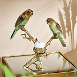 Подсвечник с двумя попугаями из фарфора на бронзовой ветке Eden Garden варинант исполнения - 1 | Loft Concept в Воронеже