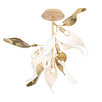 Люстра потолочная с белыми матовыми и золотыми глянцевыми листьями Wintery flovers варинант исполнения - 2 | Loft Concept в Воронеже