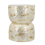 Приставной столик с мозаичным рисунком из раковин устриц Bone Inlay варинант исполнения - 2 | Loft Concept в Воронеже