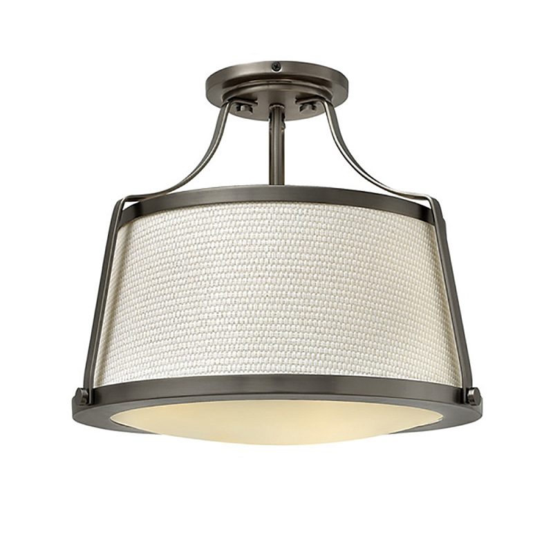 Потолочный светильник со светлым текстильным абажуром Hinkley Латунь Белый Никель в Воронеже | Loft Concept 