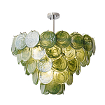 Люстра из зеленых стеклянных дисков с перламутровым эффектом Green Glowing Glaze варинант исполнения - 1 | Loft Concept в Воронеже