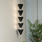 Подвесной светильник светодиодный в виде ряда черных металлических конусов  Herringbone варинант исполнения - 3 | Loft Concept в Воронеже