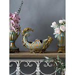 Чаша голубого цвета с оранментом и и бронзовыми фигурами леопардов Eden Garden варинант исполнения - 5 | Loft Concept в Воронеже