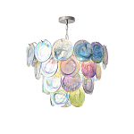 Люстра с каскадом из круглых разноцветных стеклянных дисков Mother of Pearl Iridescence варинант исполнения - 4 | Loft Concept в Воронеже