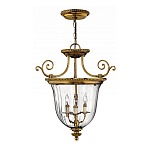 Люстра подвесная цвета латунь с прозрачным стеклянным плафоном и тремя лампами в классическом стиле на цепи Hinkley варинант исполнения - 2 | Loft Concept в Воронеже