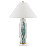 Настольная лампа овальная с тропическим принтом Stylized Aalm Leaves Motif варинант исполнения - 4 | Loft Concept в Воронеже