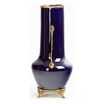 Ваза темно-синяя фарфоровая с бронзовыми ручками и ножками Eden Garden варинант исполнения - 3 | Loft Concept в Воронеже