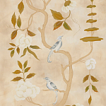 Обои ручная роспись Gustavian Tree of Life Special Colourway on Edo custom white painted silk варинант исполнения - 2 | Loft Concept в Воронеже