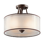 Потолочный светильник с двойным цилиндрическим плафоном из белого стекла и прозрачной органзы Kichler варинант исполнения - 1 | Loft Concept в Воронеже