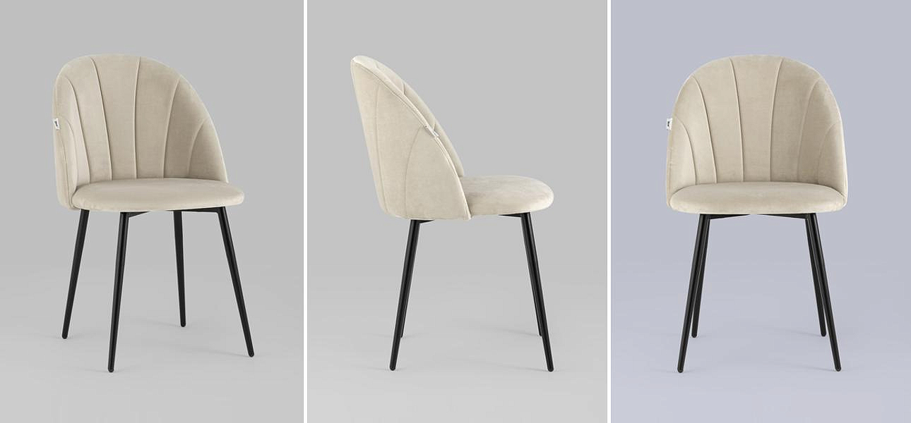 Стул Balsari S Chair Молочный Велюр Черные ножки Стул Balsari S Chair Молочный Велюр Черные ножки - Loft-Concept в Воронеже