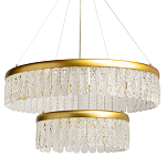 Люстра двухъярусная с золотого цвета и прозрачными подвесками Pettico варинант исполнения - 1 | Loft Concept в Воронеже