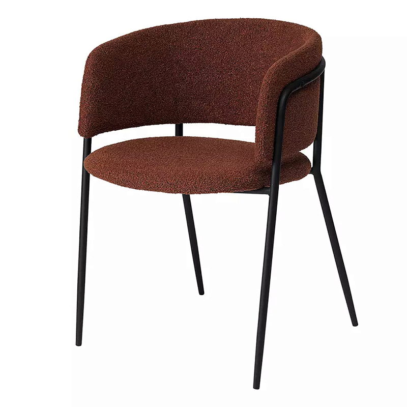 Стул полукруглый мягкий с буклированной обивкой Chair with Boucle Upholstery Черный Терракотовый Стул полукруглый мягкий с буклированной обивкой Chair with Boucle Upholstery Черный Терракотовый в Воронеже | Loft Concept