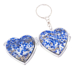 Зеркало брелок складное двухстороннее в форме сердца из натурального камня Лазурит Stone Mirrors варинант исполнения - 2 | Loft Concept в Воронеже