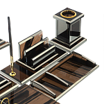 Настольный письменный набор с часами из природного камня обсидиана Team leader варинант исполнения - 4 | Loft Concept в Воронеже