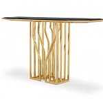 Консоль с чёрной столешницей и золотым фигурным основанием Cosmo варинант исполнения - 2 | Loft Concept в Воронеже