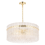 Люстра подвесная круглая с прозрачными рельефными стеклянными вставками и золотым основанием Textured Glass Chandelier варинант исполнения - 2 | Loft Concept в Воронеже