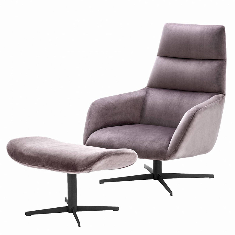 Кресло Eichholtz Swivel Chair & Ottoman Nautilus Черный Сиреневый Кресло Eichholtz Swivel Chair & Ottoman Nautilus Черный Сиреневый в Воронеже | Loft Concept