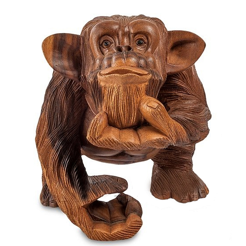 Статуэтка деревянная в виде обезьяны Wooden Monkey Коричневый в Воронеже | Loft Concept 