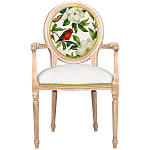 Стул с подлокотниками золотистый из бука с изображением птиц и цветов Blooming Red Birds варинант исполнения - 1 | Loft Concept в Воронеже