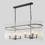 Люстра подвесная овальная со стеклянными прозрачными трубками и металлическим каркасом черного цвета Nembus варинант исполнения - 3 | Loft Concept в Воронеже