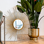 Зеркало-солнце круглое в раме из металла с золотыми с лучами Rays of Peace варинант исполнения - 3 | Loft Concept в Воронеже