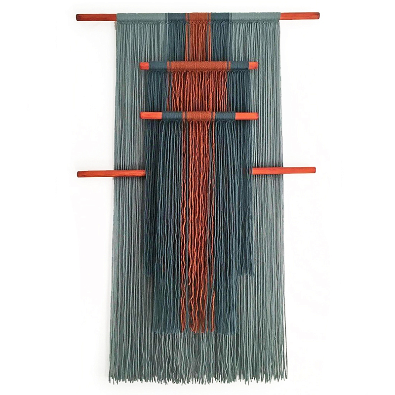 Декор на стену Макраме из нитей Japan Wall Panel Orange Серо-голубой Оранжевый в Воронеже | Loft Concept 