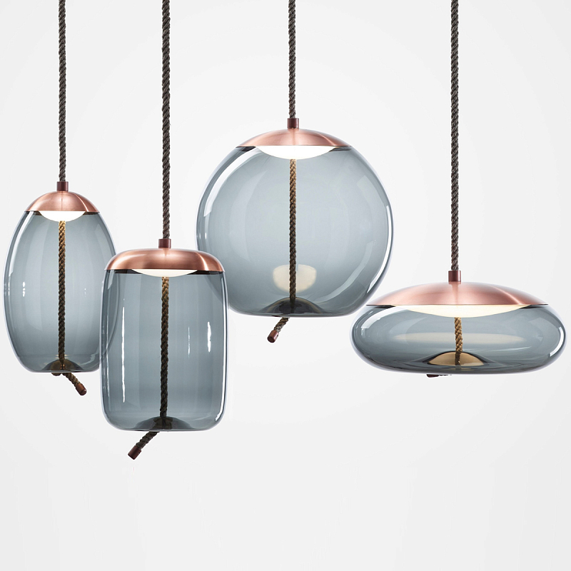 Подвесной светильник KNOT Small Gray glass Copper Голубой Медь Подвесной светильник KNOT Small Gray glass Copper Голубой Медь в Воронеже | Loft Concept