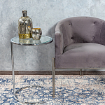 Приставной столик на серебристом основании с столешницей из стекла Noir варинант исполнения - 4 | Loft Concept в Воронеже