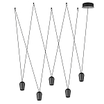 Подвесной светильник черными плафонами на длинных пересекающихся тросах Construction варинант исполнения - 2 | Loft Concept в Воронеже