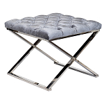 Пуф велюровый серый с каретной стяжкой Perennially варинант исполнения - 1 | Loft Concept в Воронеже