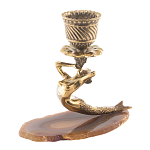 Подсвечник бронзовый из натурального камня агат Stone Candlestick варинант исполнения - 1 | Loft Concept в Воронеже