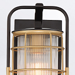 Настенный фонарь цилиндрической формы с рифленым стеклом в золотом каркасе на черном прямоугольном основании Eurofase варинант исполнения - 13 | Loft Concept в Воронеже