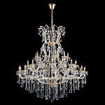 Люстра многоярусная с 53-мя лампочками и прозрачными хрустальными подвесками на основании золотого цвета Crystal lamps варинант исполнения - 2 | Loft Concept в Воронеже